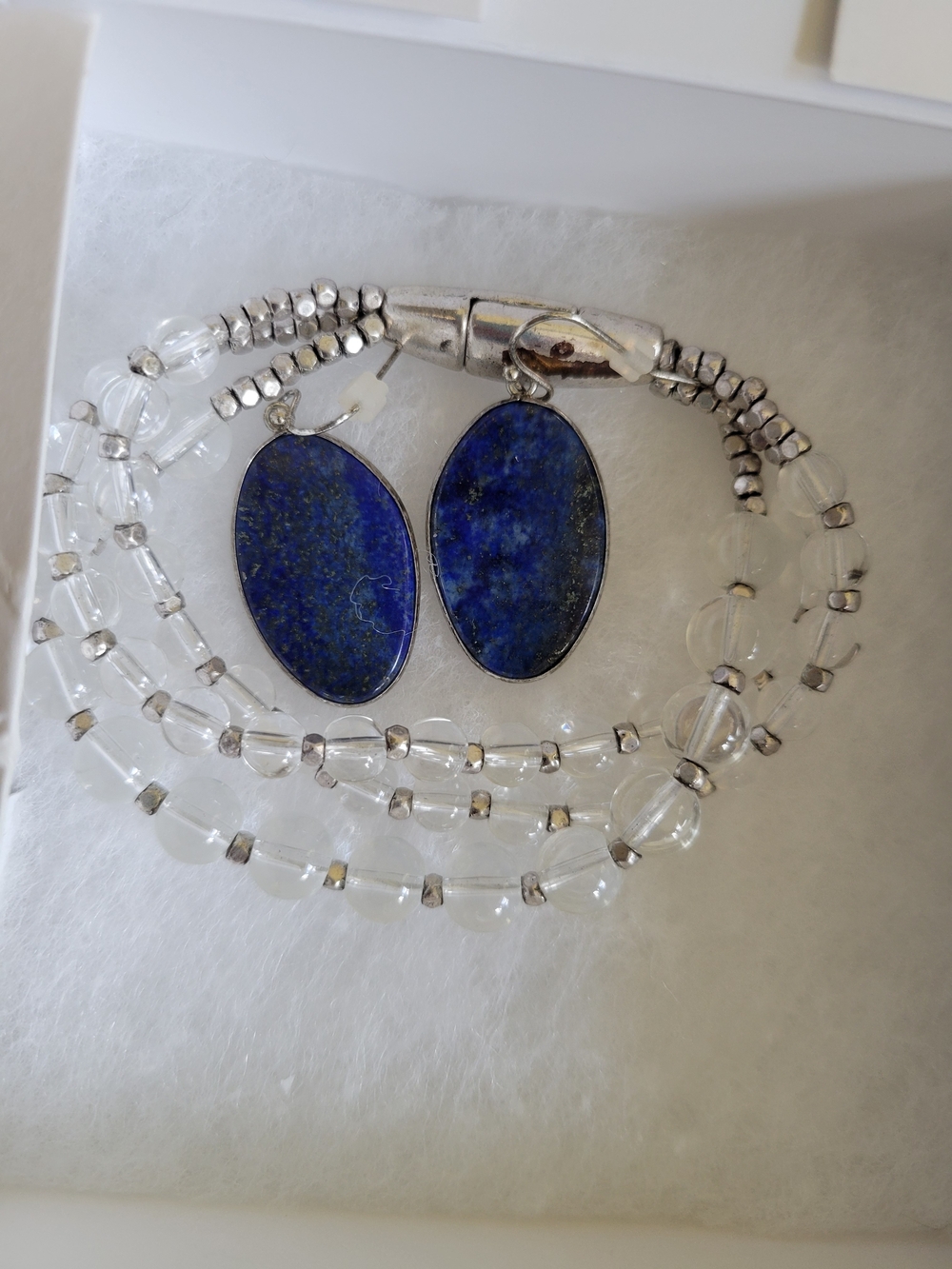 J. Jill Blue Lapis Lazuli and Clear Bead Multi-Strand Bracelet